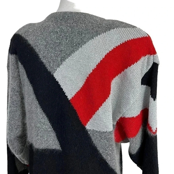 Rediffusion Vintage 80s Sweater Silk Angora Blend Sequin Beaded Retro Geometric - Picture 10 of 14